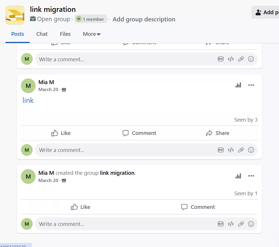 screenshot showing Metaworkplace group