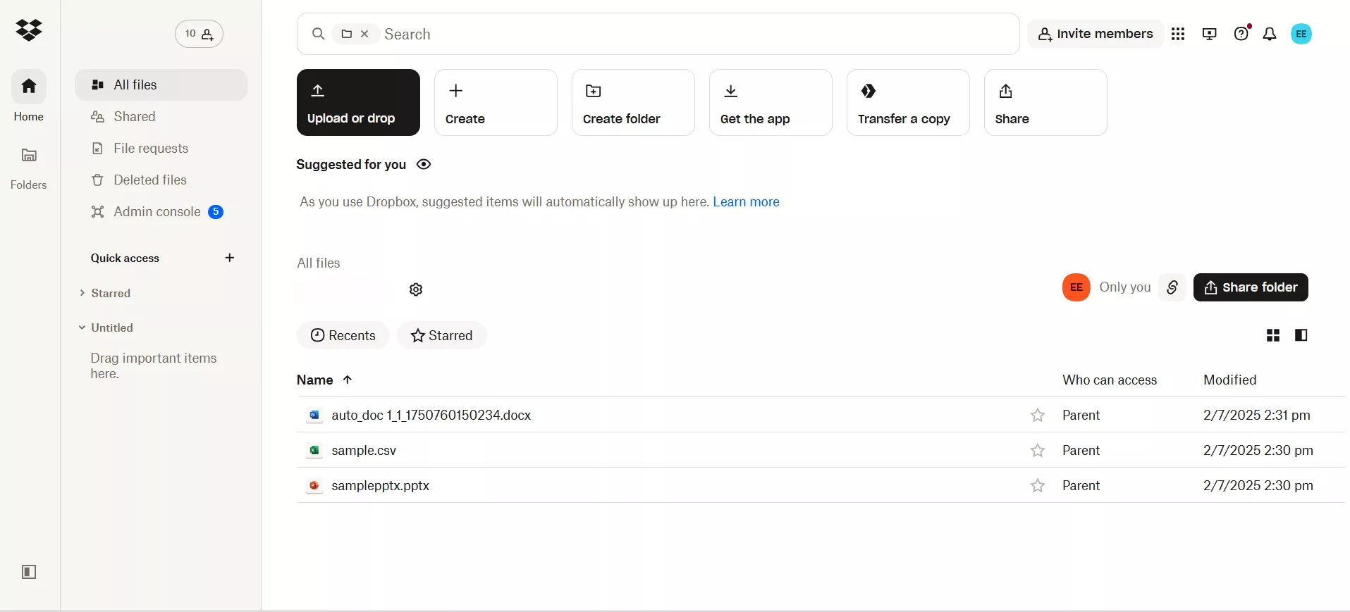Word, Excel, and PowerPoint documents in Dropbox
