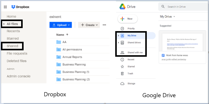 Dropbox Storage vs. Google Drive Storage
