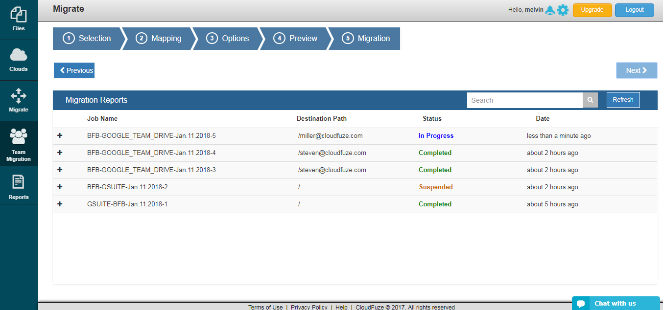 Migration Status and Report