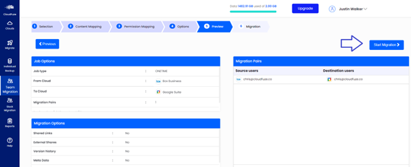 Preview and start migration