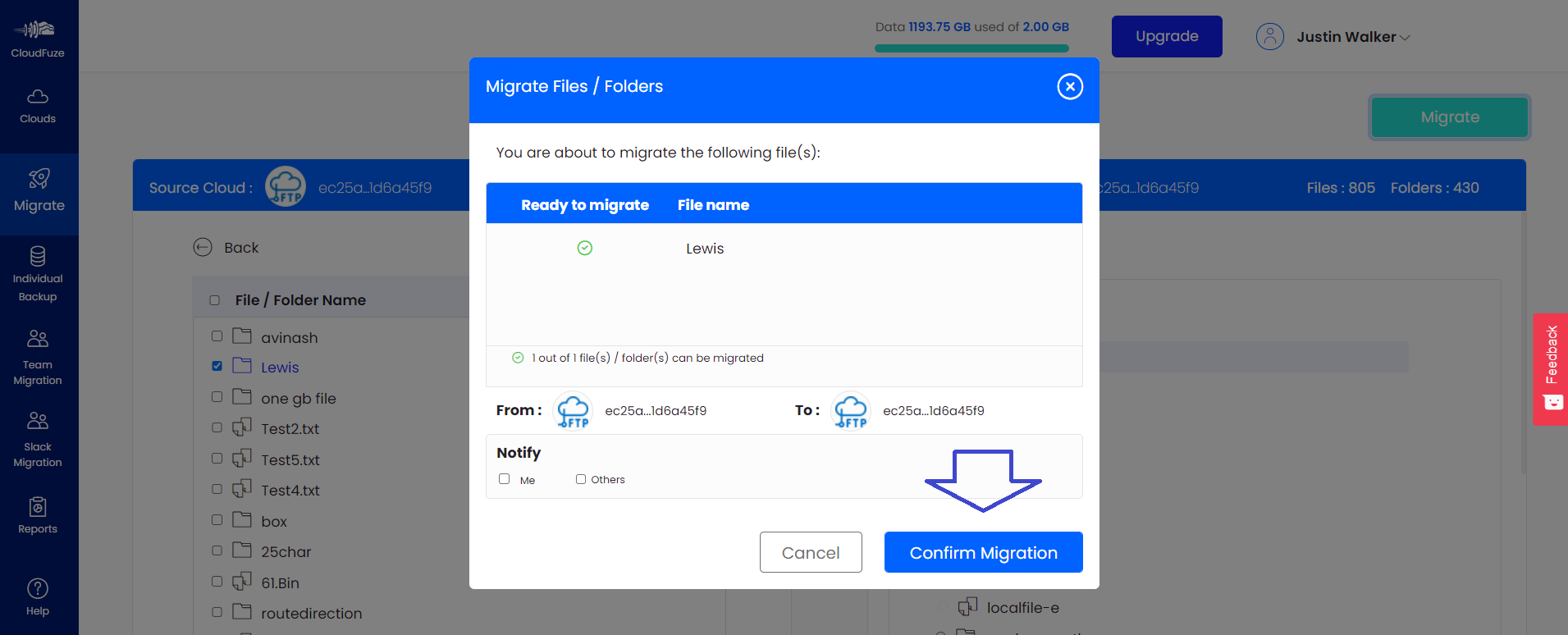 Confirm Migration