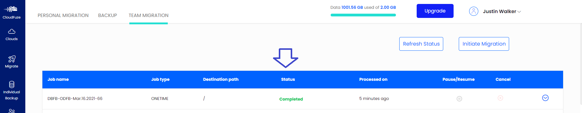 Migration completion