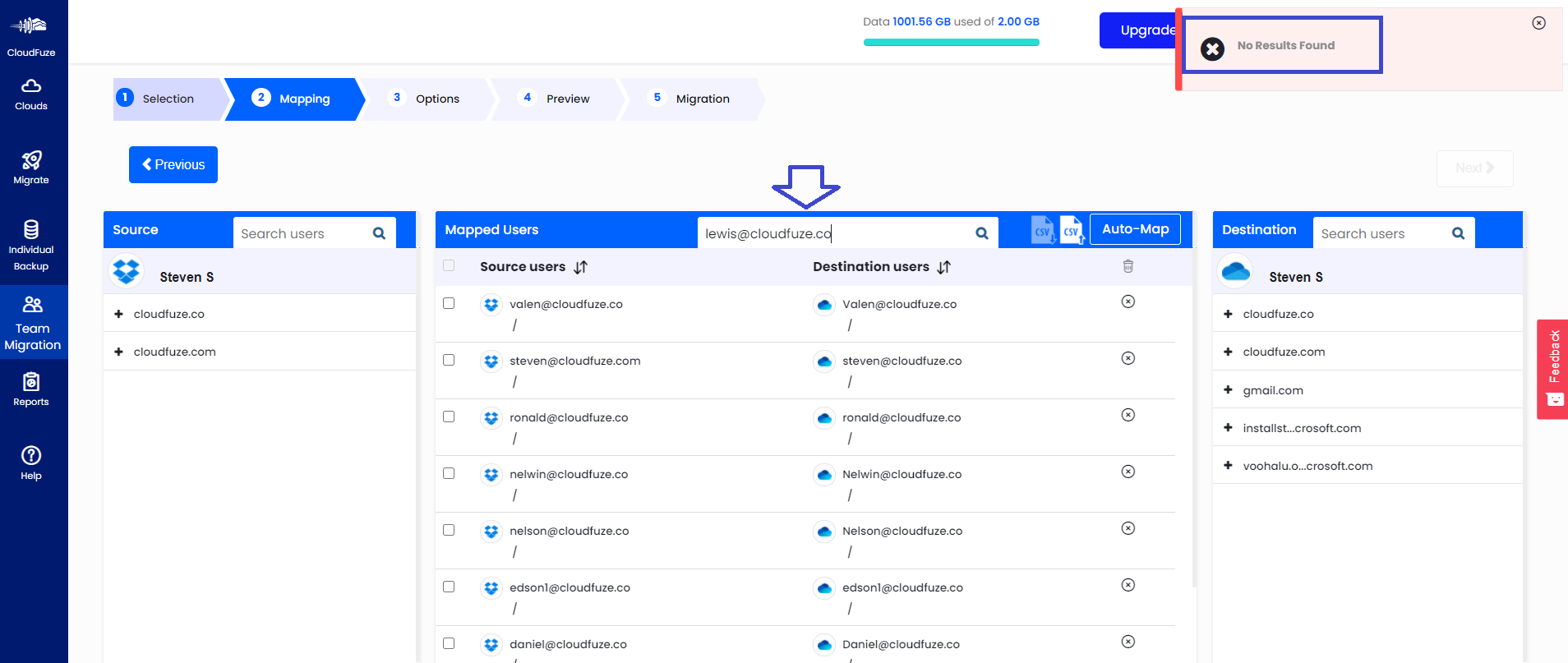 Manually choosing users