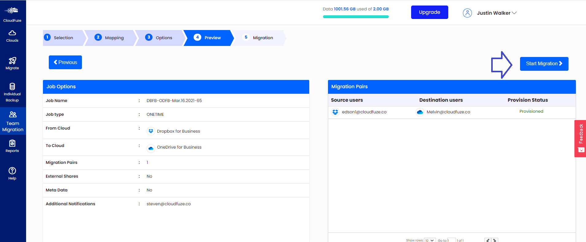 Start migration