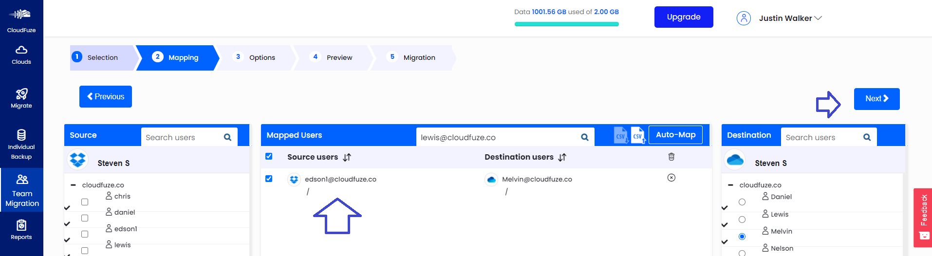 User selection