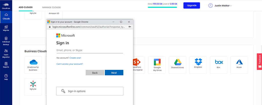 Authorize OneDrive for Business Account