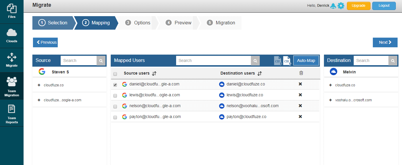 select users for migration