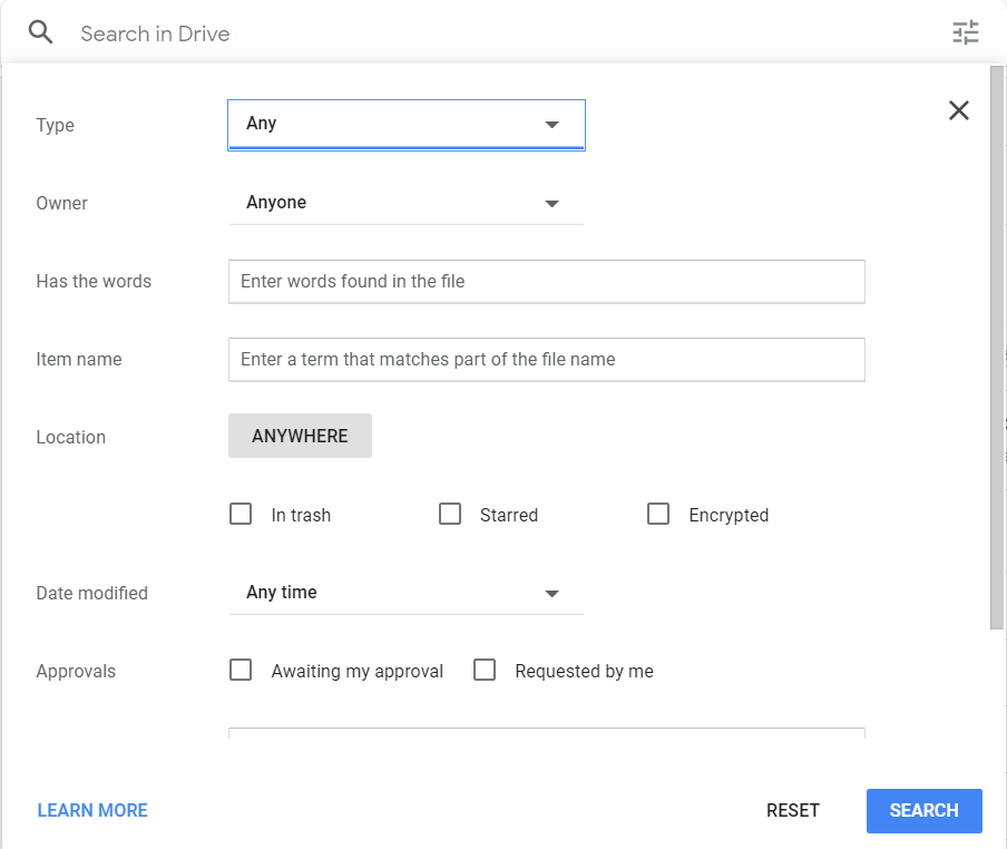 Google Drive file search