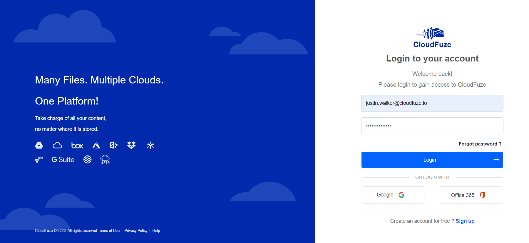 Create and log into CloudFuze account