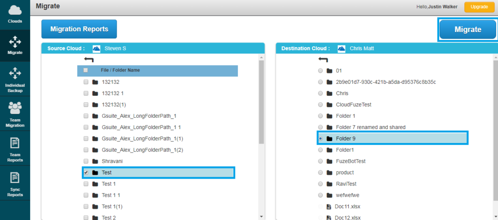 Select Files and Folders to Be Migrated