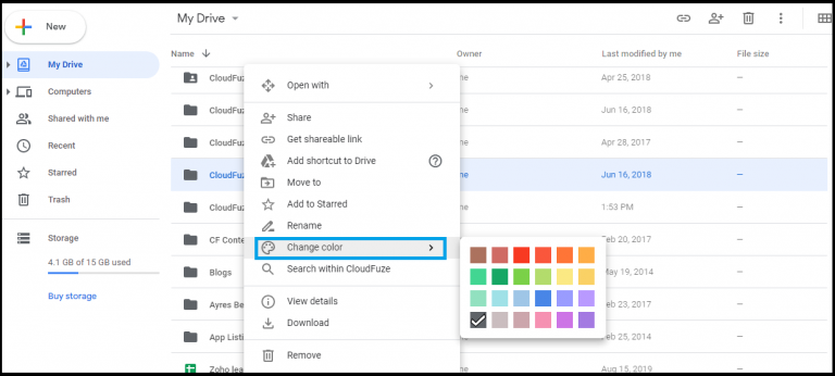 How to change the color of your google drive folders