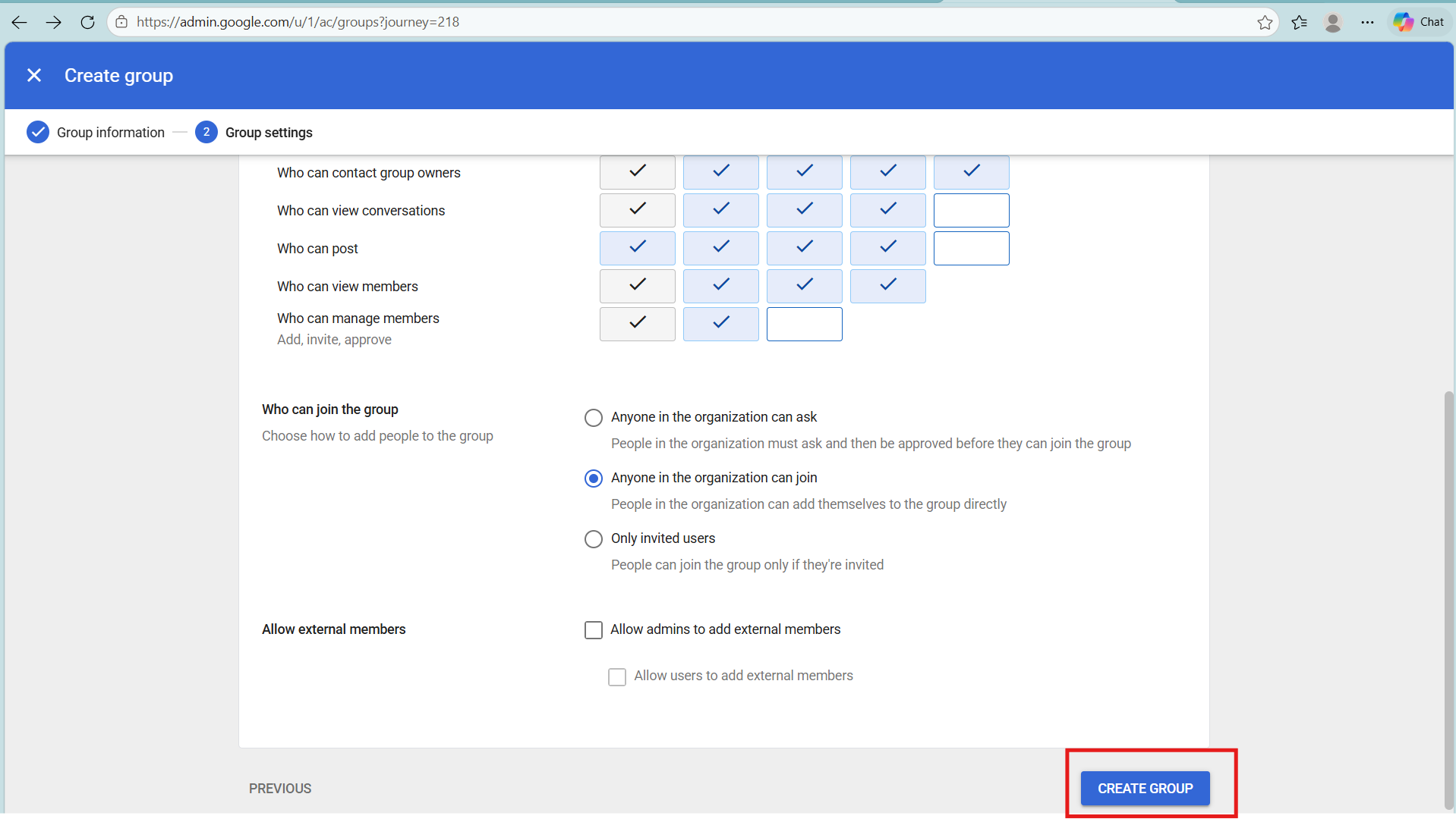 Add members in Google Workspace group
