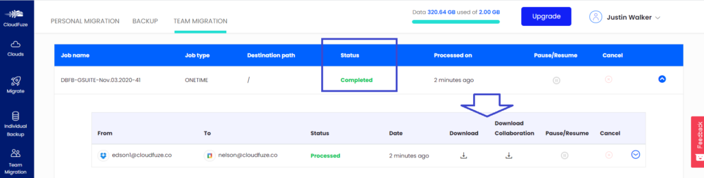 Migration Completed for Dropbox to Google Workspace