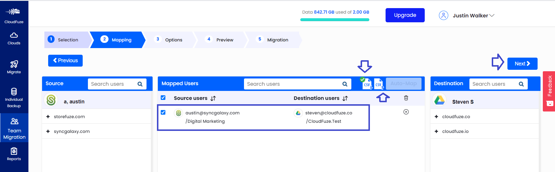 Upload CSV File for Mapping Users