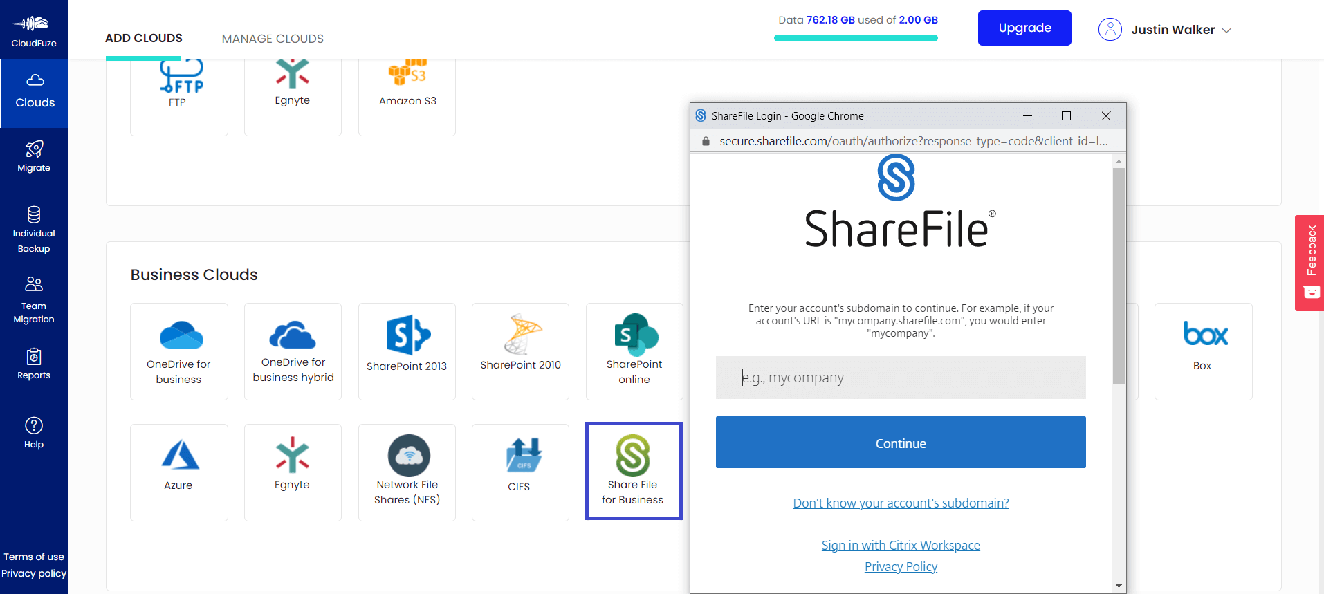Add ShareFile Account