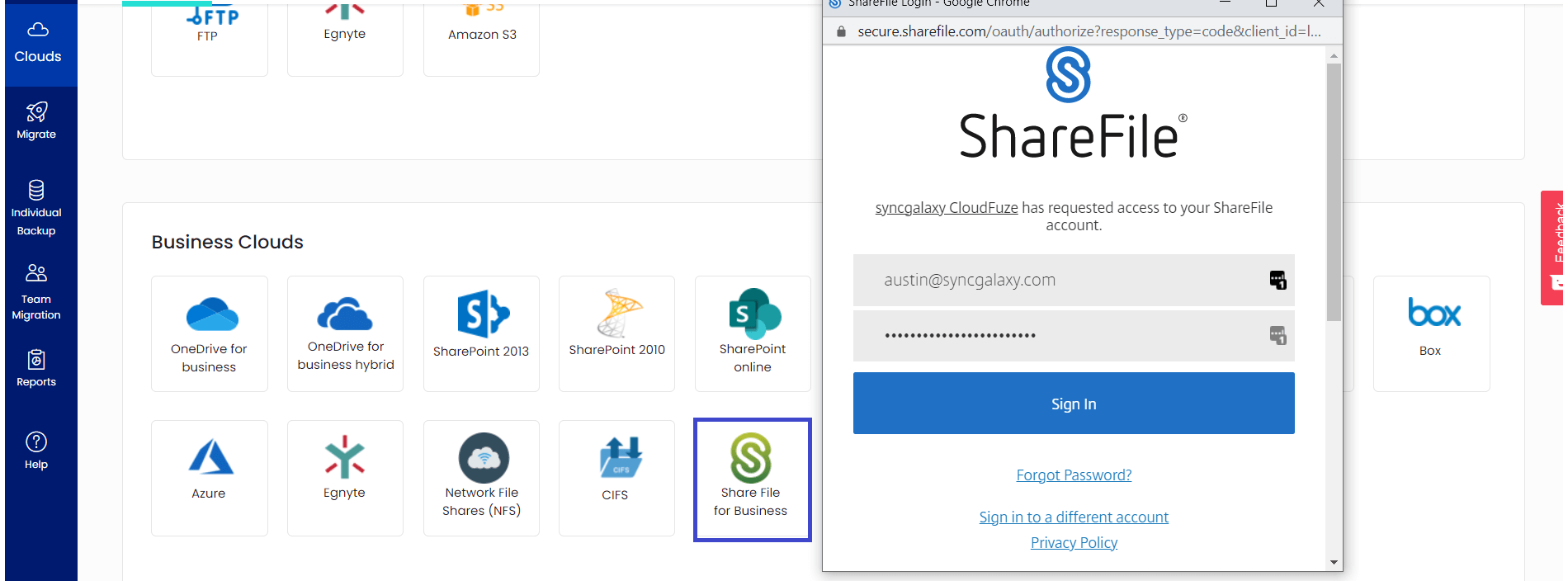 Authorize ShareFile