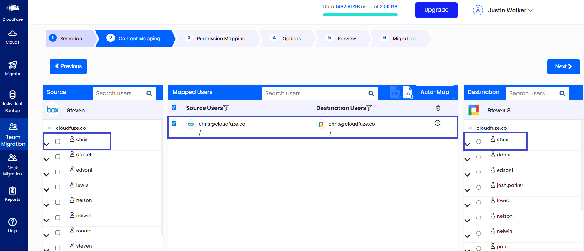 Map Box and Google Drive Users for Migration