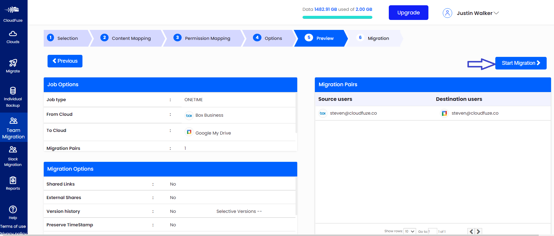 Preview and Confirm the Migration