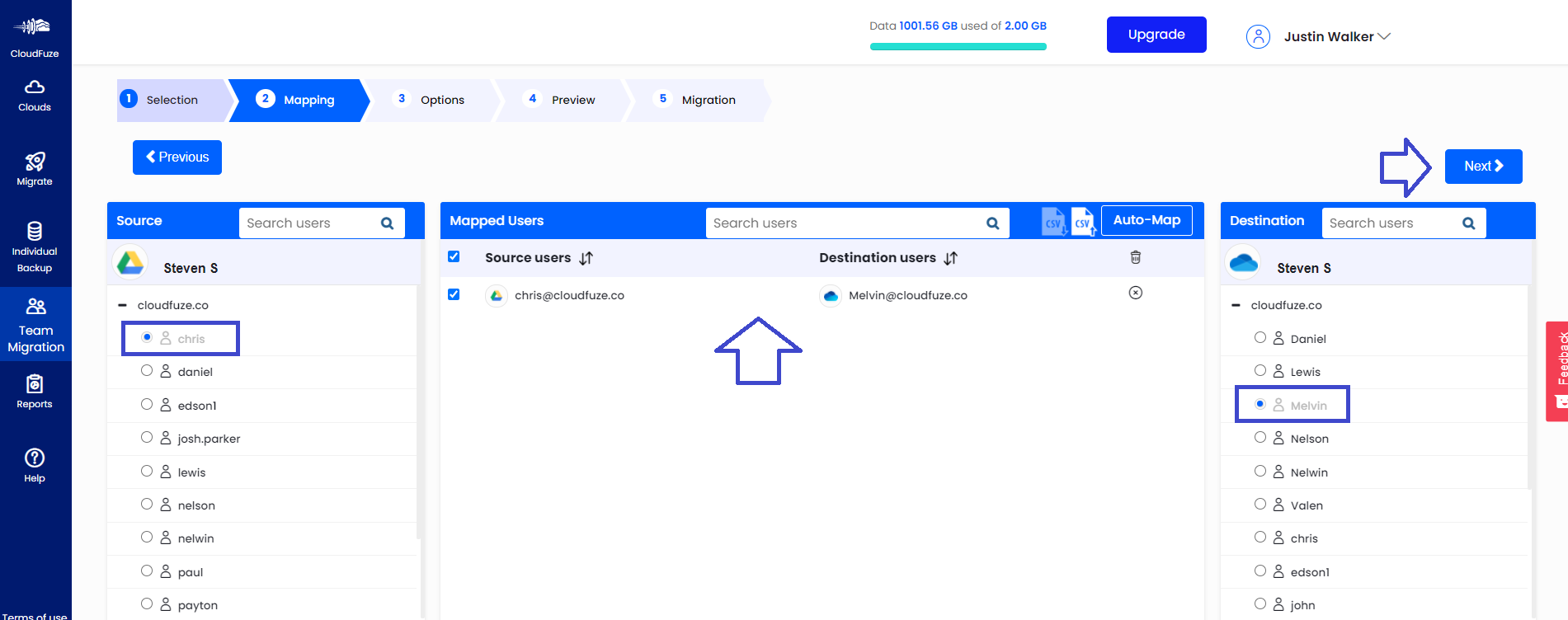 Users to Migrate