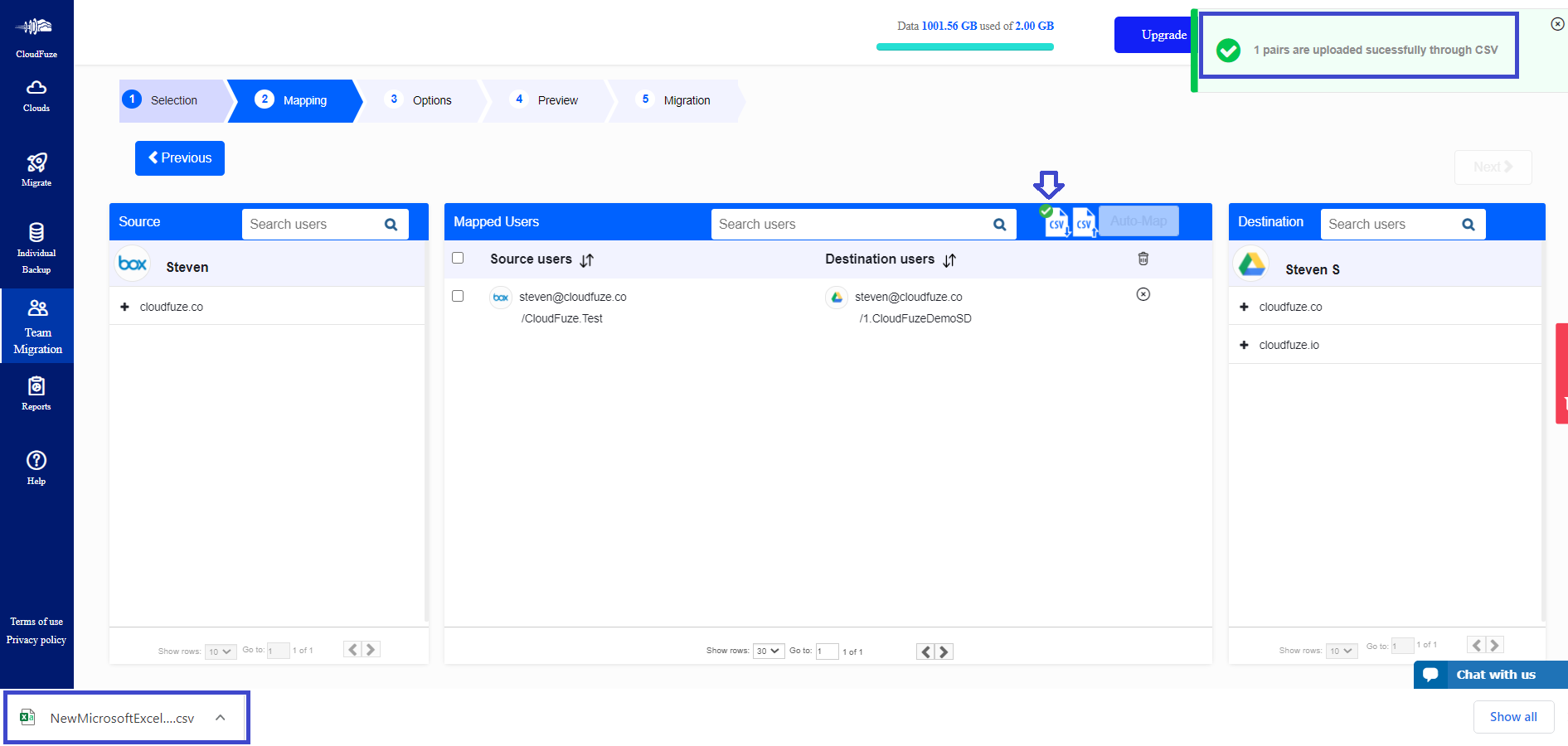 Download Box to Google Shared Drives CSV file 