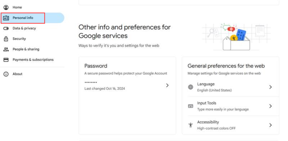 Google Drive Personal info