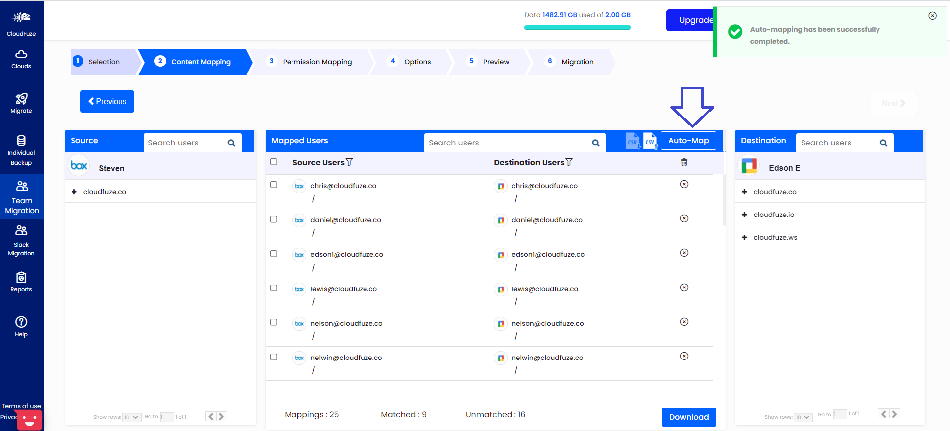 Auto Mapping for Box to Google Drive