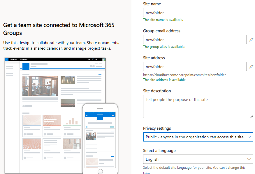 Site privacy settings from sharepoint