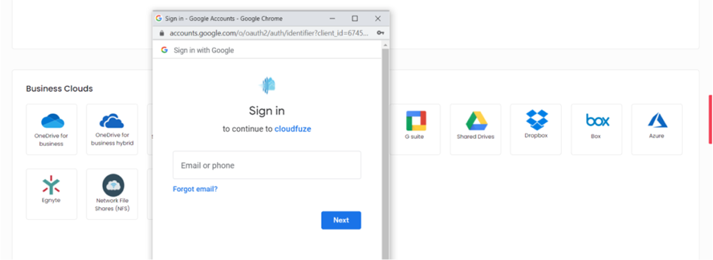 Adding OneDrive for Business to CloudFuze