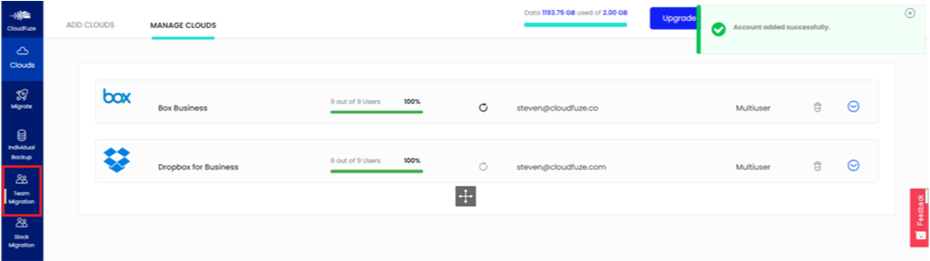 Start box to dropbox migration