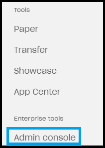 Dropbox Admin console