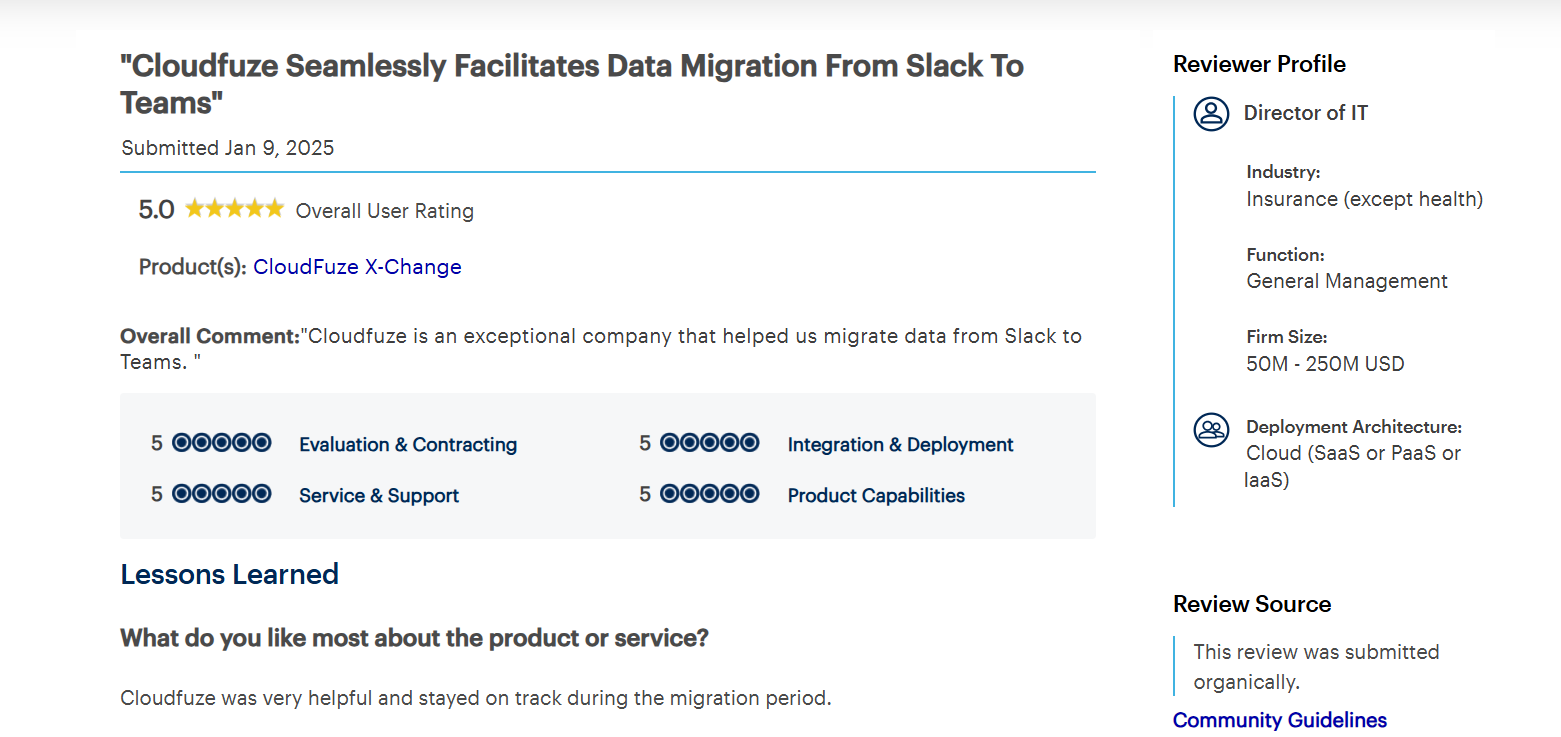 CloudFuze Gartner Reviews