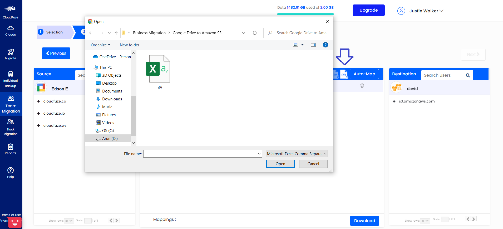 Upload Google WorkSpace to Amazon S3 CSV file