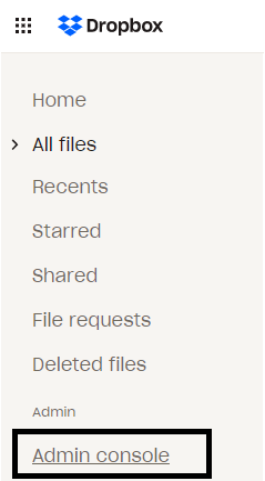 Dropbox Admin Console