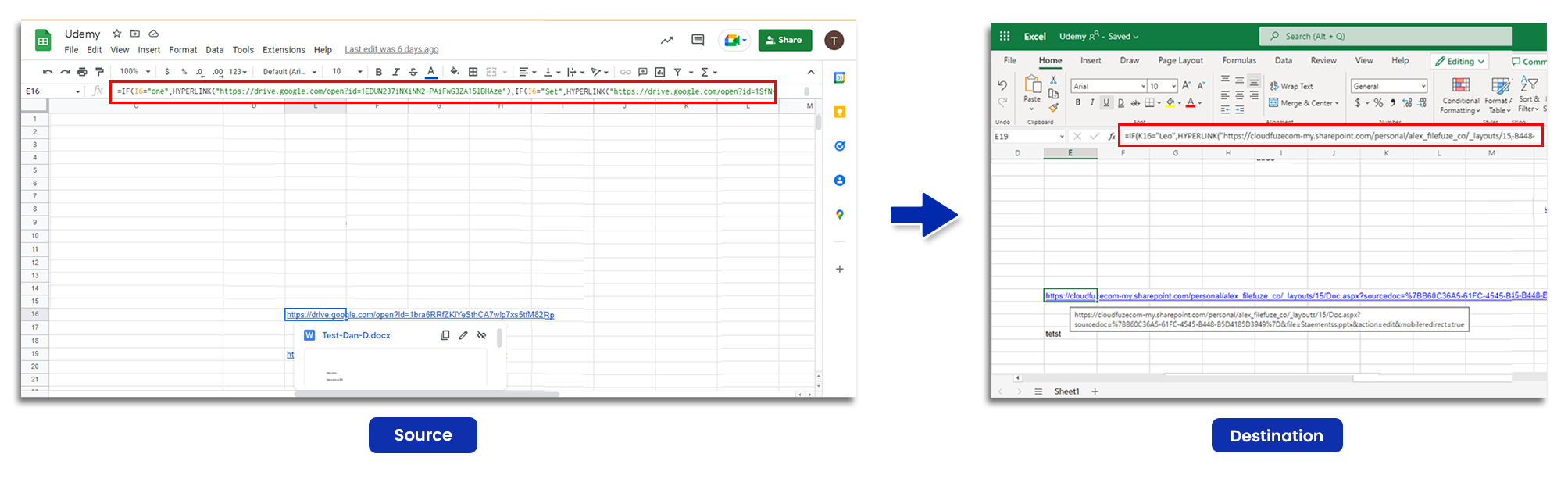 If condition embedded link migration