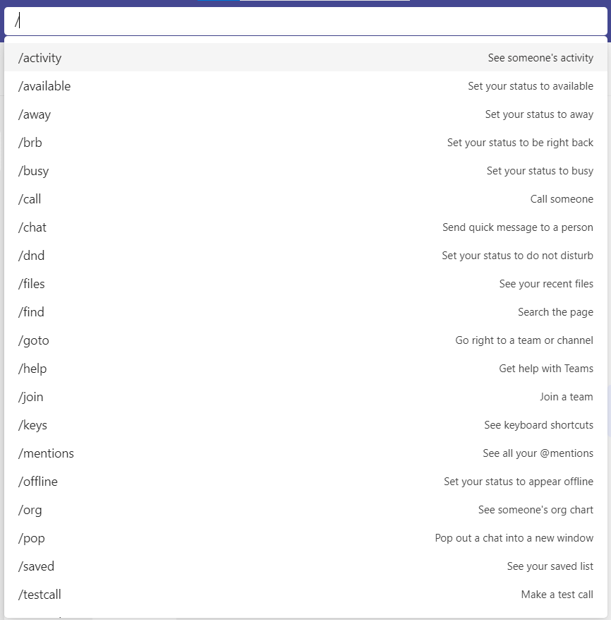 Microsoft Teams Commands