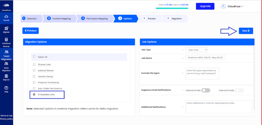 Dropbox to google drive embedded links