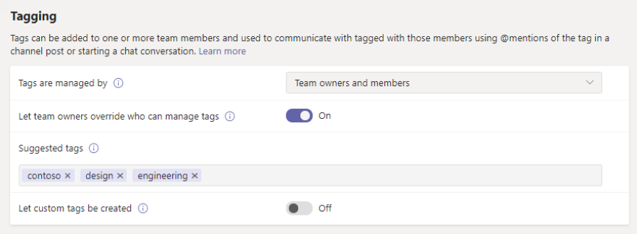 Use Tags for Each Microsoft Team 