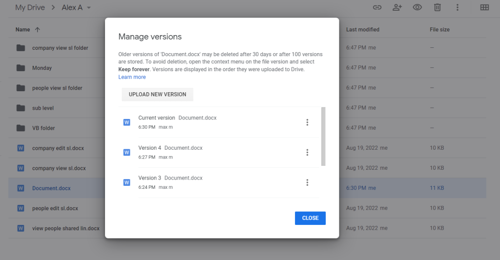 Dropbox file versions migrated to Google Drive 