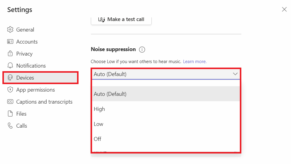 Microsoft teams settings