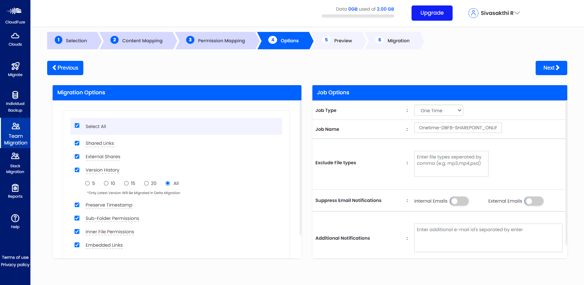 Choosing the features to migrate