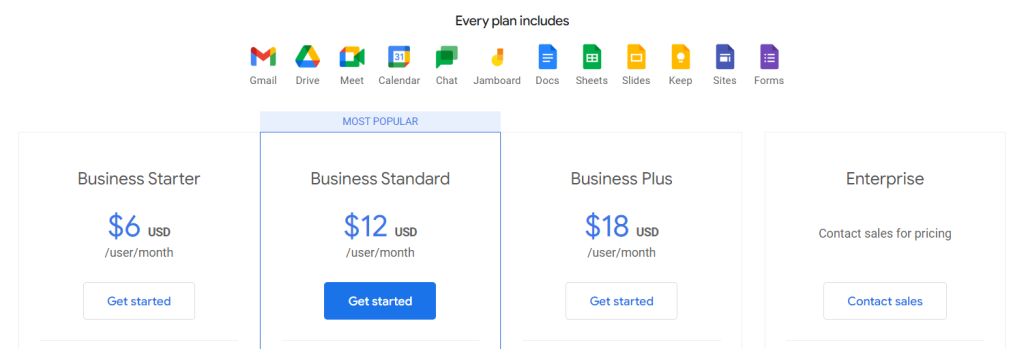 Google Workspace pricing