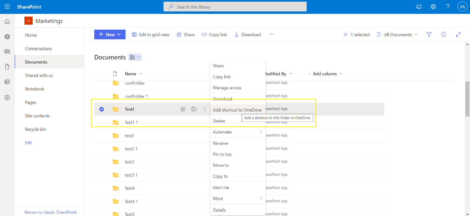 Adding SharePoint files and folders to OneDrive 