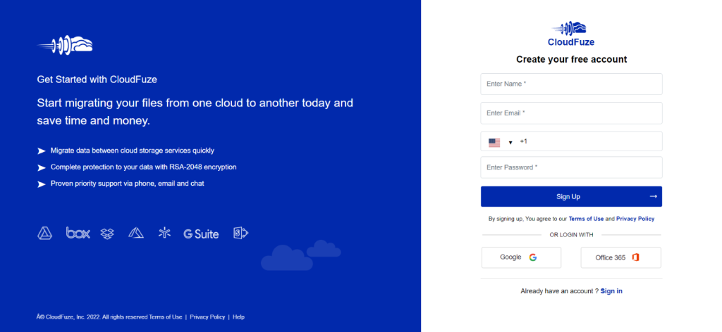 Log Into CloudFuze webapp