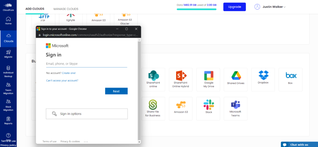 Authorizing SharePoint Online account