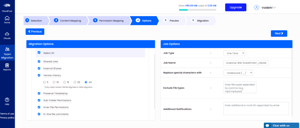 Choosing the features to migrate for box to sharepoint migration