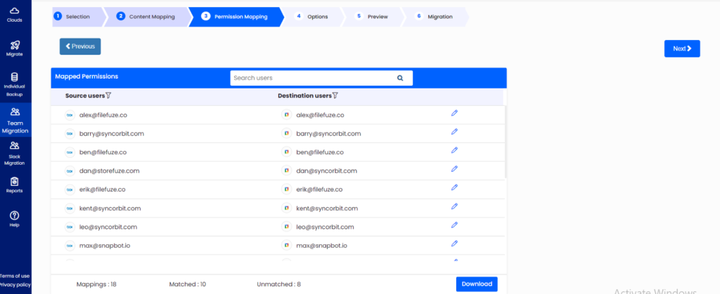 CloudFuze Mapping Permissions