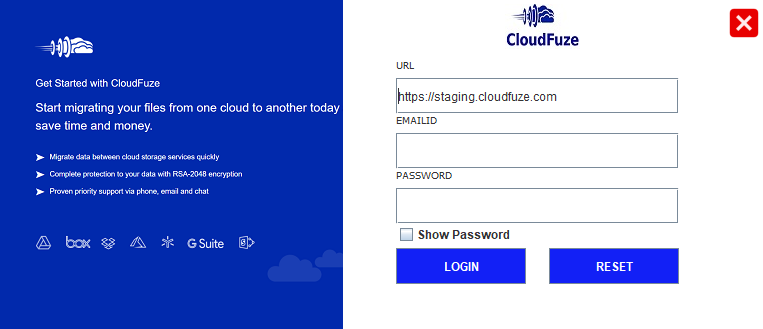 Logon CloudFuze