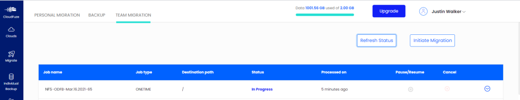 NFS to OneDrive Migration progress