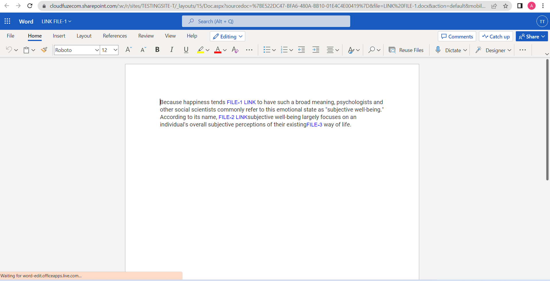 Migrated file with embedded links in the destination